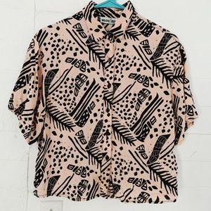 vintage boho cool button down print crop